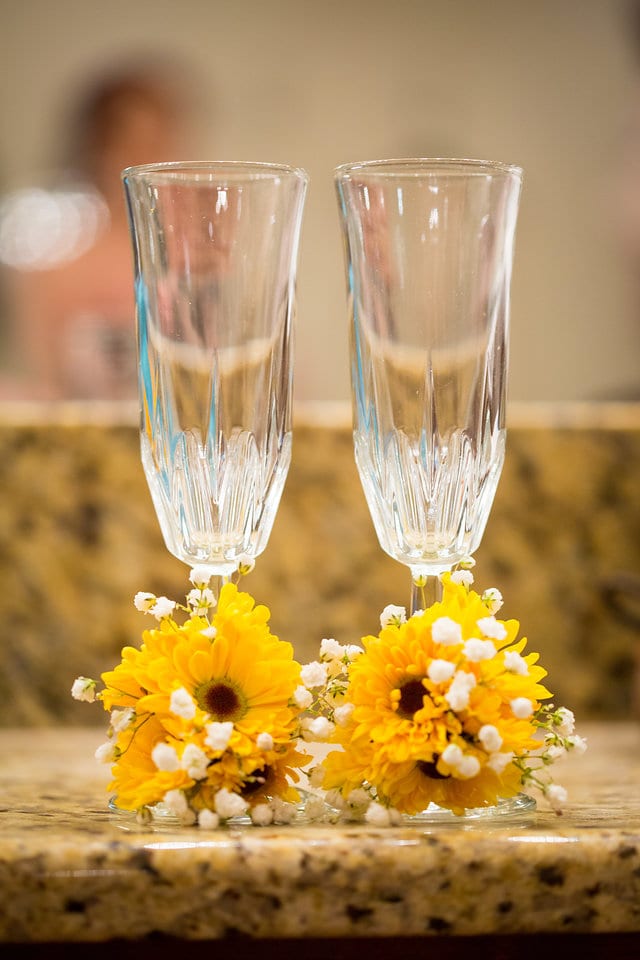 Jamie's wedding at the Milestone in Boerne the Champagne glasses