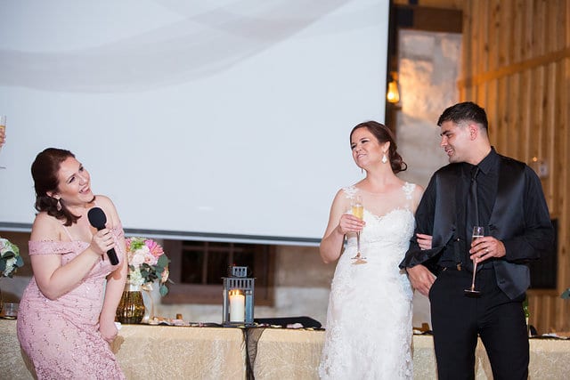 Katie Z wedding at tThe Milestone New Braunfels couple's sister's toasts