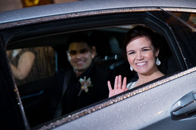 Katie Z wedding at tThe Milestone New Braunfels exit in the car