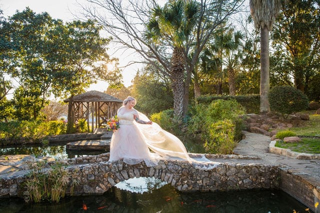Katie's Bridal session at the McNay on the stone bridge