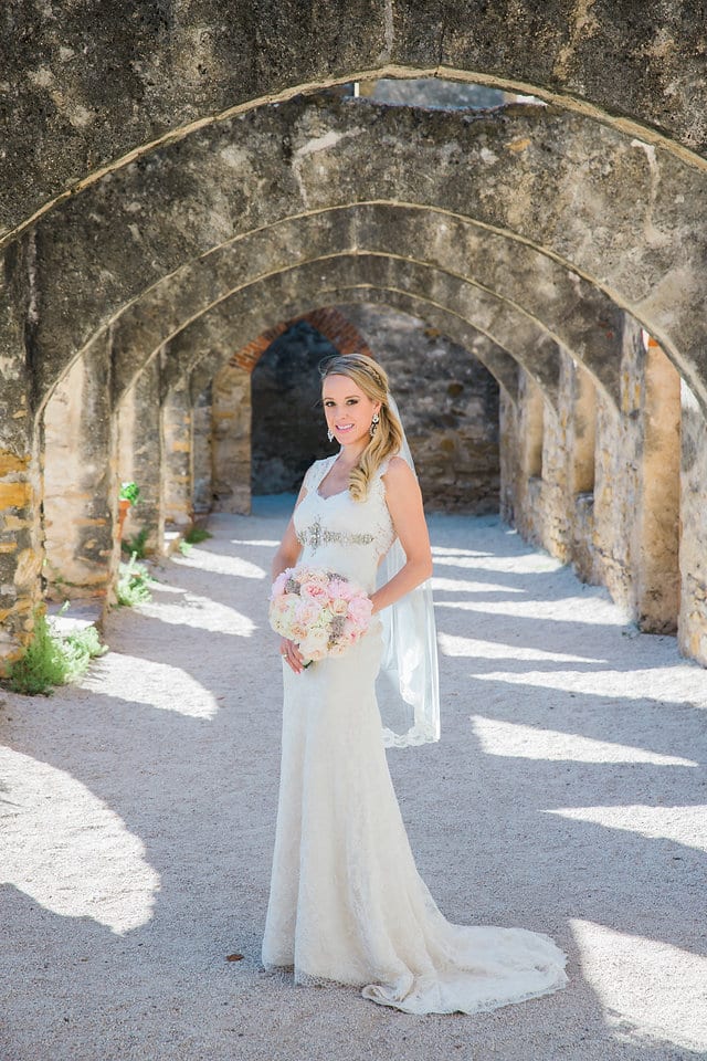 Kimb bridal at Mission San Jose portrait in the arches