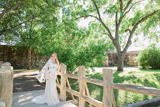 Kimb bridal at Mission San Jose on the mill bridge