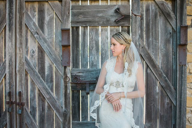Kimb bridal at Mission San Jose wooden wall looking away