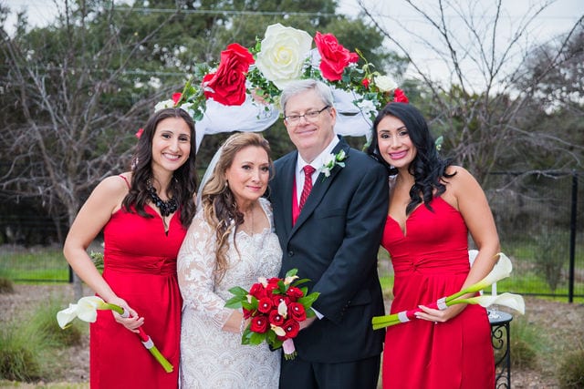 Linda and John's wedding at the Voigt center San Antonio bridesmaids