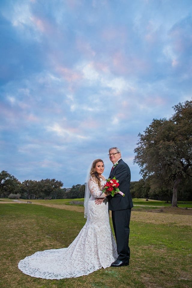 Linda and John's wedding portrait on Silverhorn golf course Voigt center San Antonio