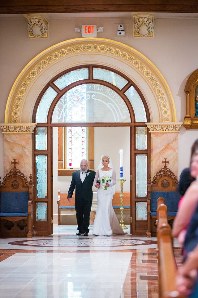 Nick and Liz wedding University of the Incarnate Word chapel bride walking down the aisle