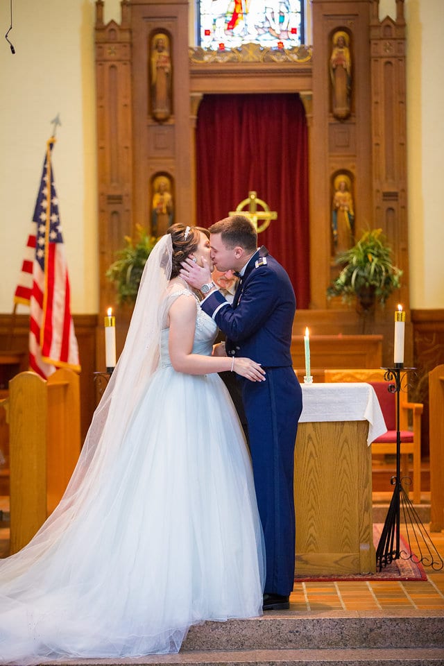 Skye Wedding Randolph Air Force Base Main Chapel ceremony kiss