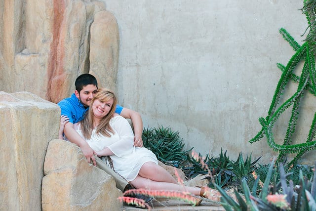 Cantu engagement cuddling San Antonio Botanical Garden desert atrium