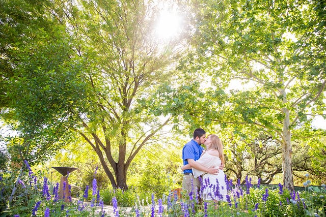 Cantu engagement San Antonio Botanical Garden in the garden kissing