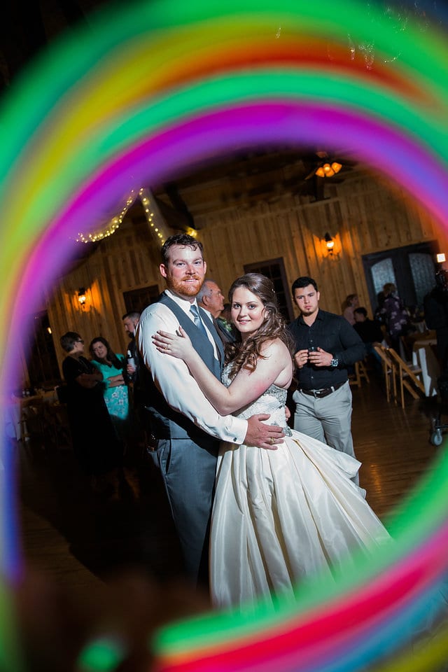 Heather and Wesley's Wedding, bride and groom with glow sticks