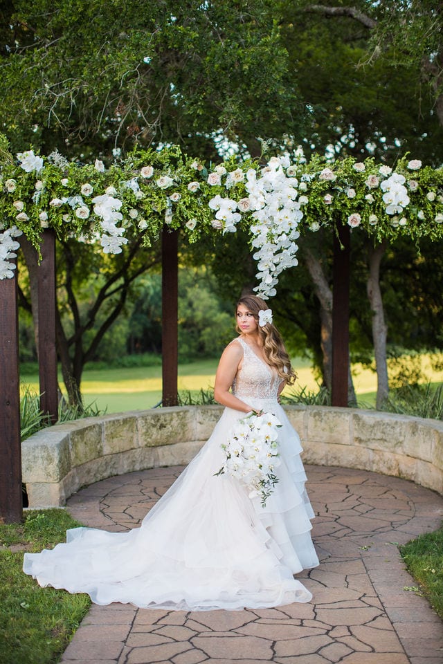 Styled wedding shoot at Olympia Hills San Antonio bride at the ceremony site
