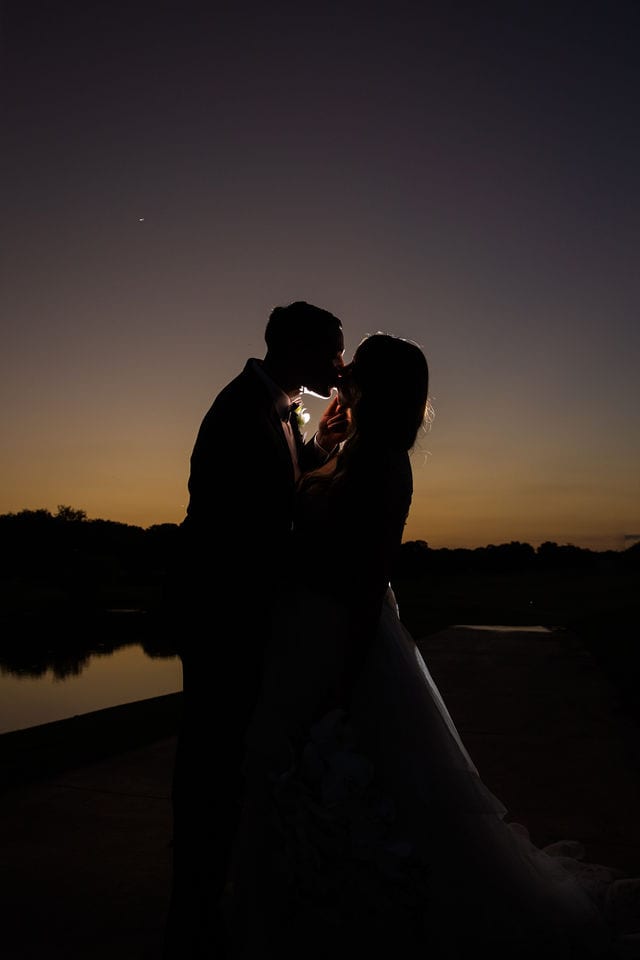 Styled wedding shoot at Olympia Hills San Antonio bride and groom silhouette