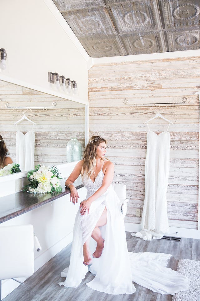 Rafter E Venue styled shoot Bride at mirror