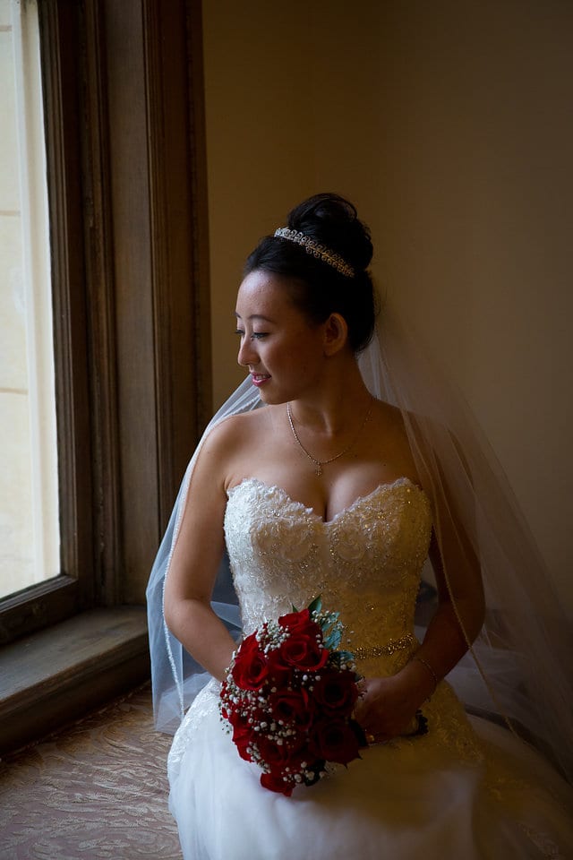 Sarah's bridal looking out the window