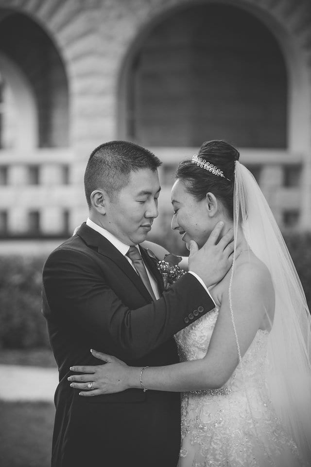 Sarah and Ming's black and white Wedding Portraits
