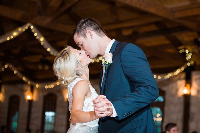 Howard couple first dance at wedding kiss