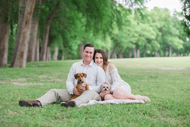 Grisham engagement portrait sitting with the dogs