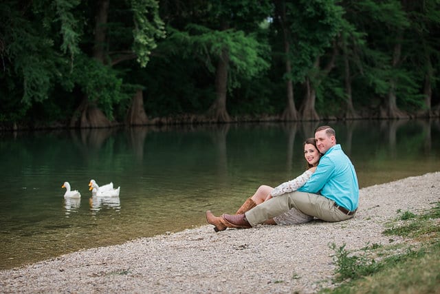 Grisham engagement portrait by the river with ducks