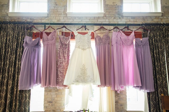 Annettes dresses hanging at the Hotel Emma