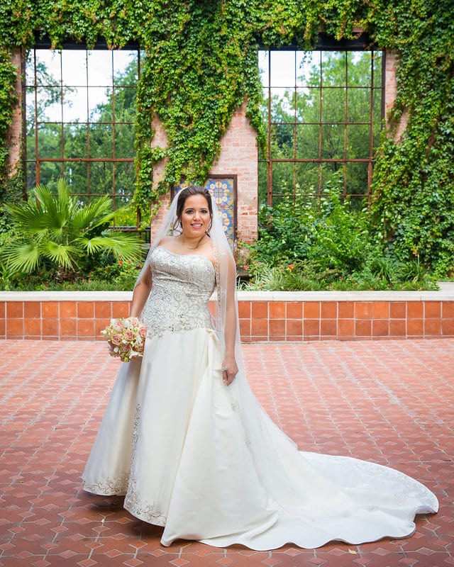 Annette bridal at Hotel Emma portrait in the courtyard