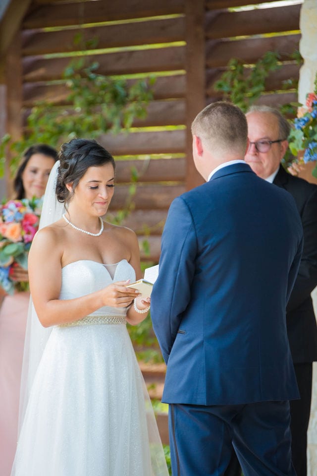 Edwards Wedding ceremony brides vows at Milestone, New Braunfels