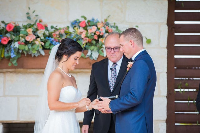 Edwards Wedding ceremony rings at Milestone, New Braunfels