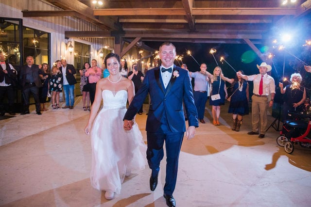 Edwards wedding reception sparkler exit Milestone, New Braunfels