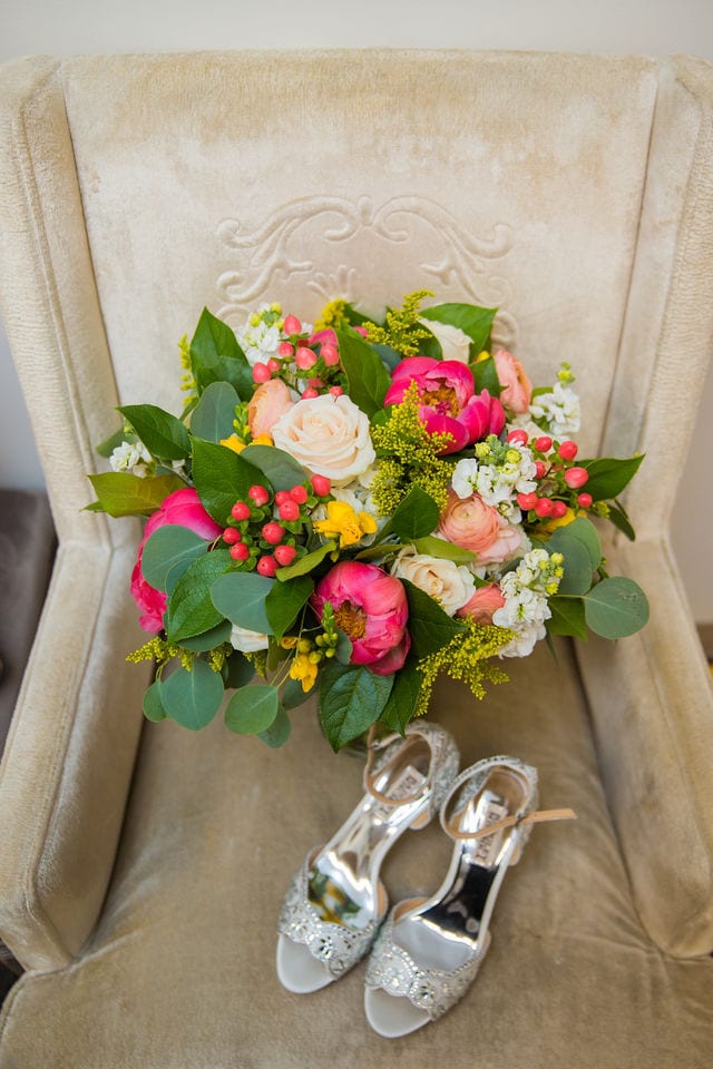 Bride's shoes and flowers San Antonio Bride