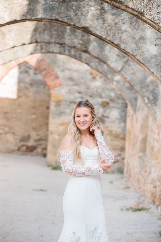 Kelsey's bridal at Mission San Jose in the arches
