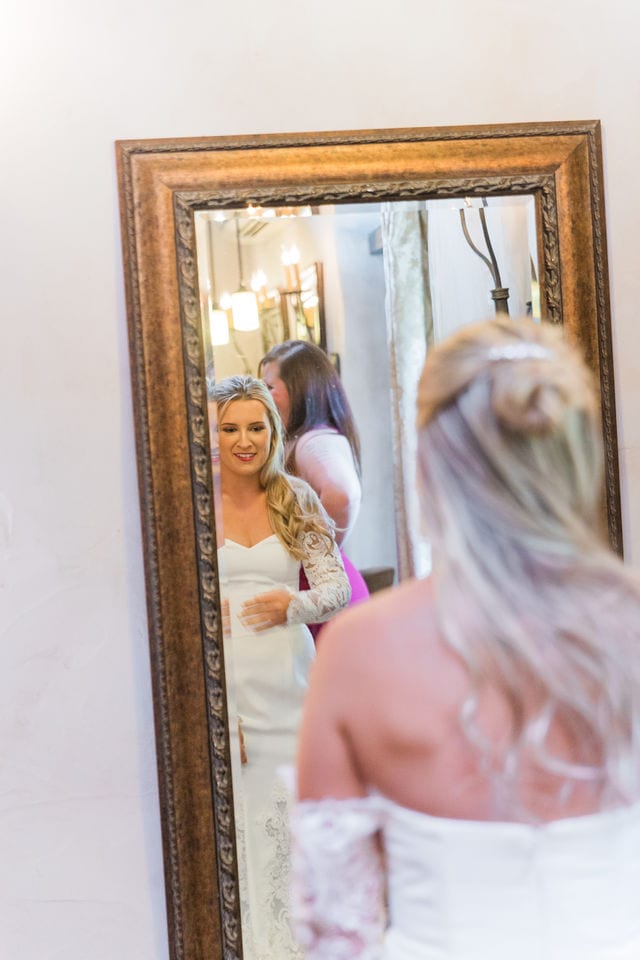 Kelsey wedding Lost Mission bride in the mirror