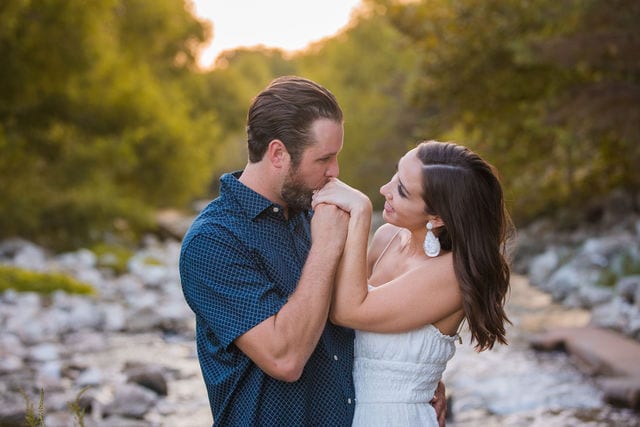 Mary Kate engagement session San Antonio River and kiss