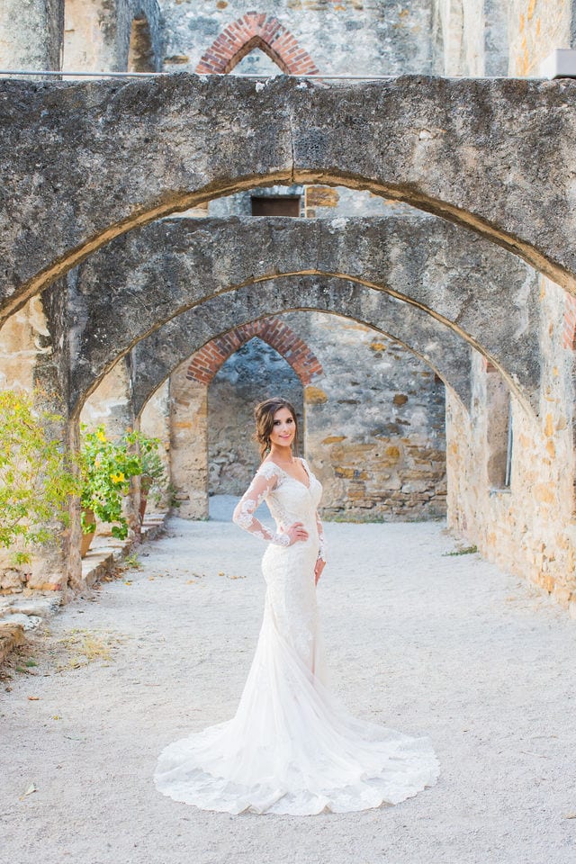 Baleigh Bridal Mission San Jose, San Antonio gown in arches