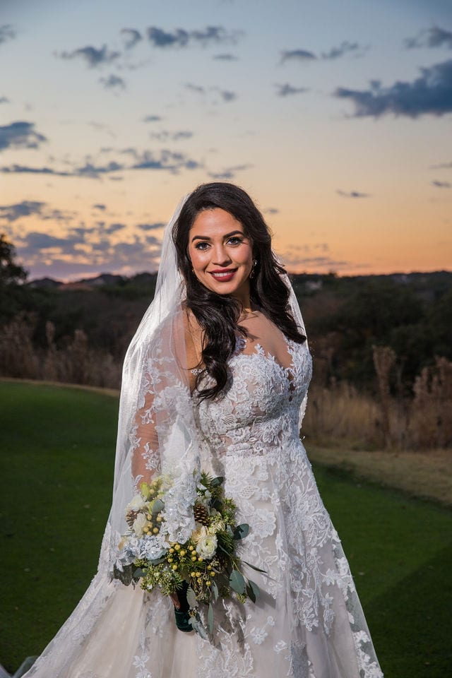 Bridal portrait in the sunset at Canyon Springs wedding