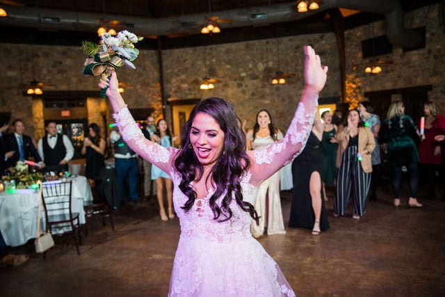 Richards wedding bouquet toss at Canyon Springs reception