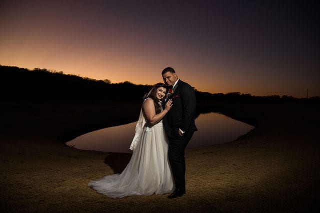Olympia Hills San Antonio Wedding couple at sunset silhouette