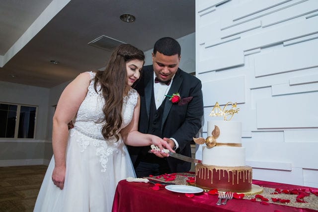 Olympia Hills San Antonio Wedding reception cake cutting