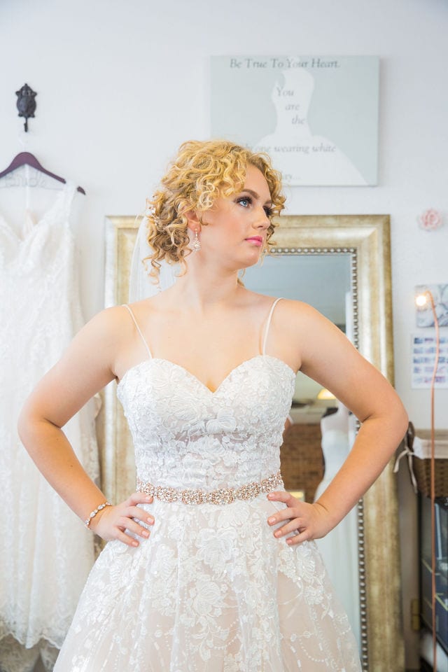 Bridal gown at I do the dress I Do with lace and belt