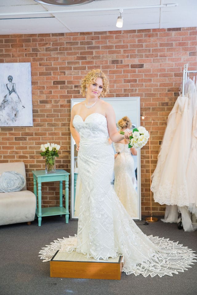Bridal gown at I do the dress I Do with lace and necklace