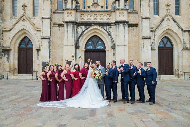 Wedding bridal party at San Fernando Cathedral, San Antonio