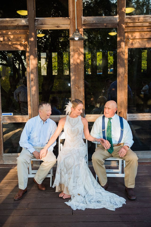 Laurel and fathers on the patio Milltown New Braunfels Wedding