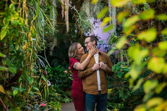 Weber couple in the atrium at San Antonio Botanical Gardens