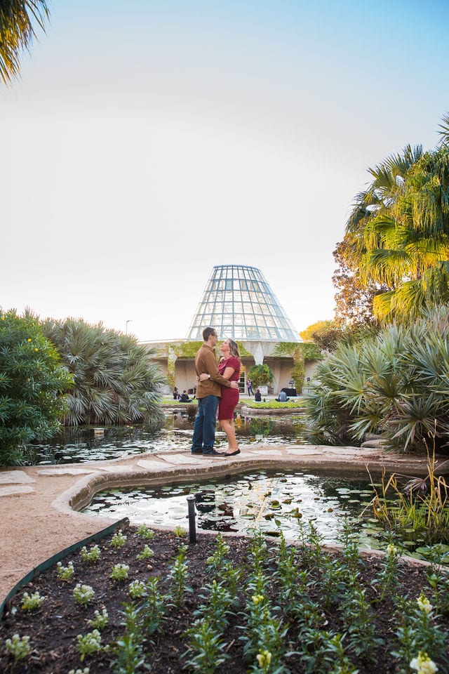 Weber couple in the water garden at San Antonio Botanical Gardens portrait