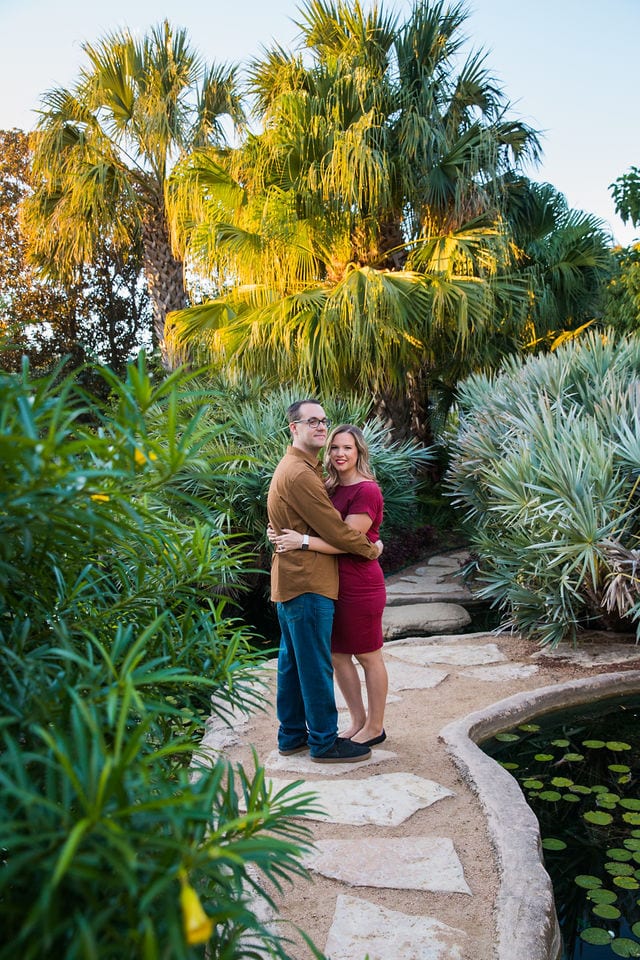 Weber couple in the garden at San Antonio Botanical Gardens portrait