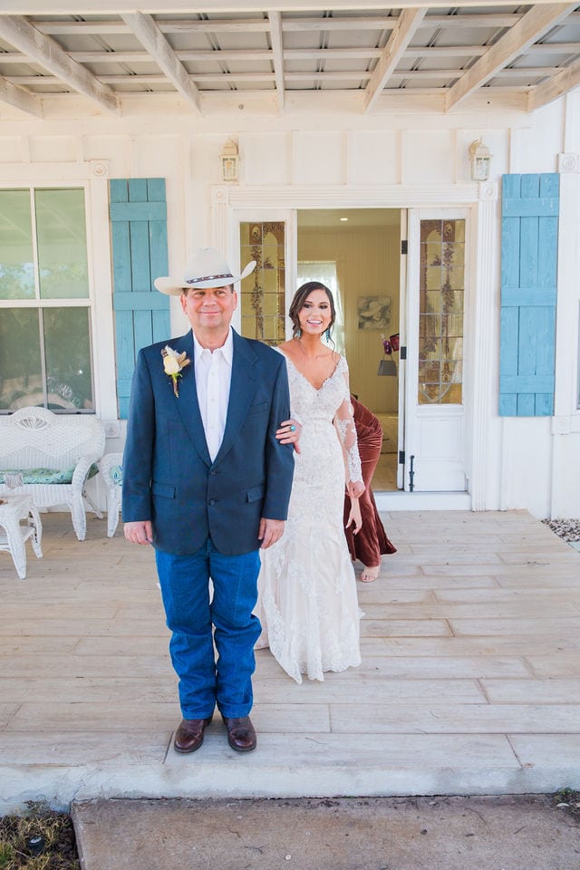 Baleigh's fathers first look Eagle Dancer Ranch Wedding