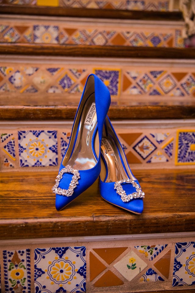 Camille wedding shoes at the McNay on the stairs
