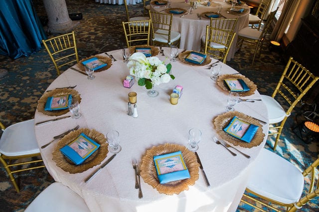 Dominion country club wedding white centerpiece and table setting