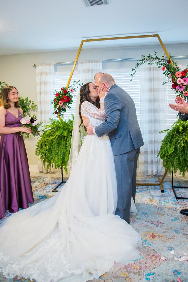 April's San Antonio wedding ceremony kiss