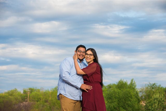 Bethany engagement at Confluence park with the sky portrait