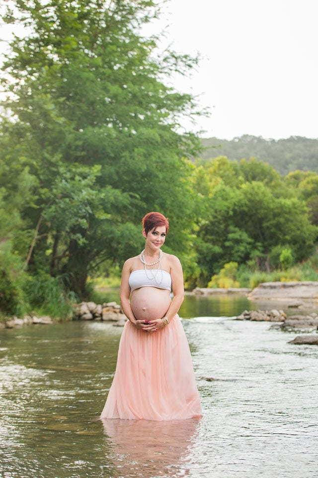 Monique's Maternity session in blush in the water