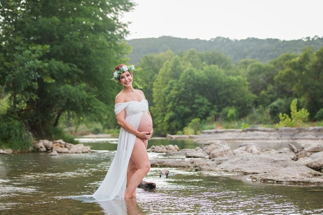 Monique's Maternity session in the water in white
